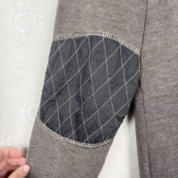 Title Nine quilted patches turtleneck sweater jacket 2-way zip cardigan brown L - Picture 7 of 10